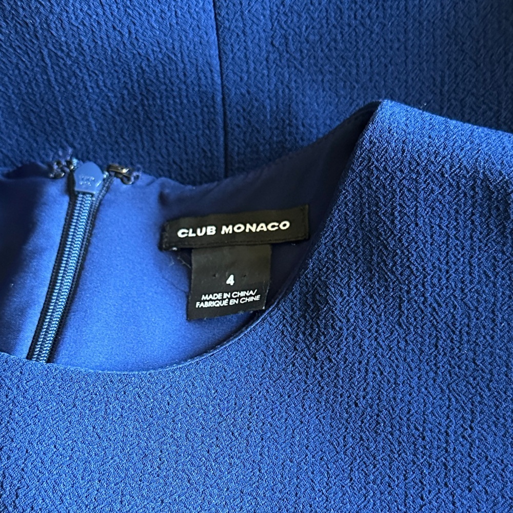 Club Monaco Women's 3/4 Ruffle Sleeve Blouson Dress Royal Blue Size 4 - Picture 11 of 11